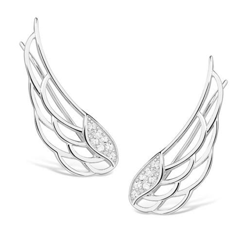 925 Sterling Silver Angel Wings Earrings Crawler Climber Gold - Etsy UK