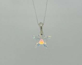 925 Sterling Silver Star Necklace or Pendant Aurora Borealis AB Gift Boxed