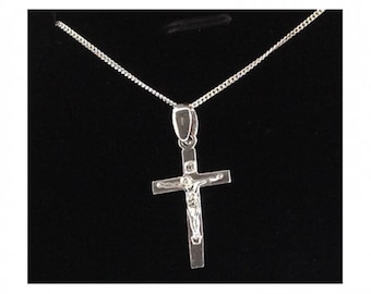 925 Sterling Silver Cross Crucifix Necklace Gift Boxed Girls Women