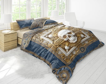 Gothic Skull design Bedding set • Reversible design • Cotton • microfiber • faux silk • AU, EU, USA, queen, king