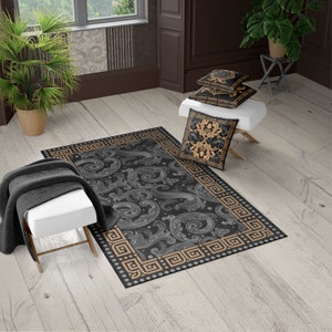 RUG • Carpet • Baroque Eccentric Personalised designs Ancient Greek black Carpet for home decoration
