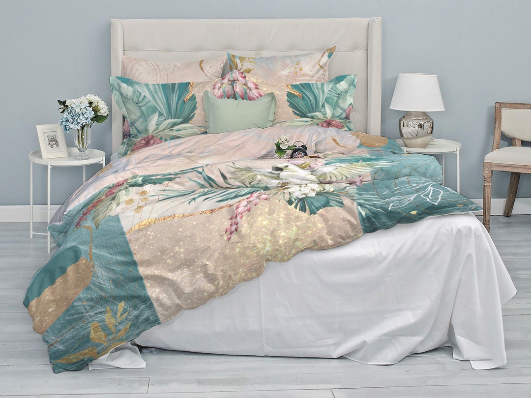 Tropical Birds Bedding Set 100 Cotton Personalized Bedding Reversible