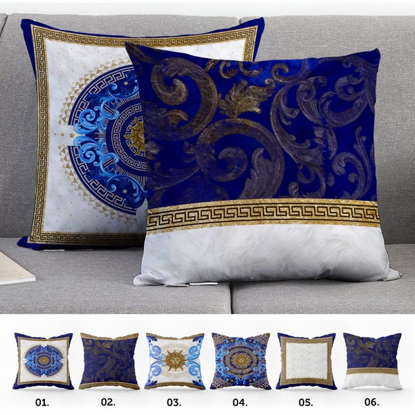 Exclusive Baroque Retro Gold-Blue design Pillow Covers • Art Gift • Living Room Decor • pillow cover • 16x16, 18x18, 20x20, 22x22, 31x31