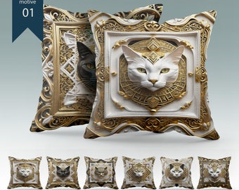 Luxury gold Egyptian  cat design collection Pillow Covers • Art Gift • Living Room Decor • design pillow cover • 16x16, 18x18