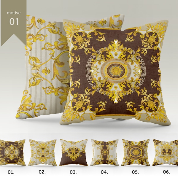 Exclusive Baroque Retro Gold-Chocolate design Pillow Covers • Living Room Decor • pillow cover • 16x16, 18x18, 20x20, 22x22, 31x31