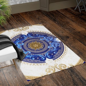 Any logo• RUG • Carpet • Baroque Eccentric Personalised designs Ancient Greek blue Carpet for home decoration