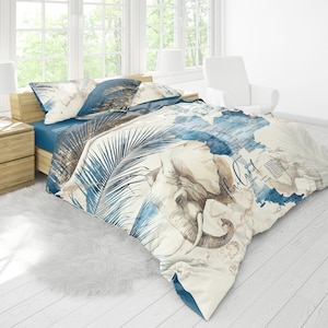 Duvet Cover Queen Bedding Set King Bed Linen Personalized gift Thailand Bangkok Elephant Art Design Custom logo Home Decor