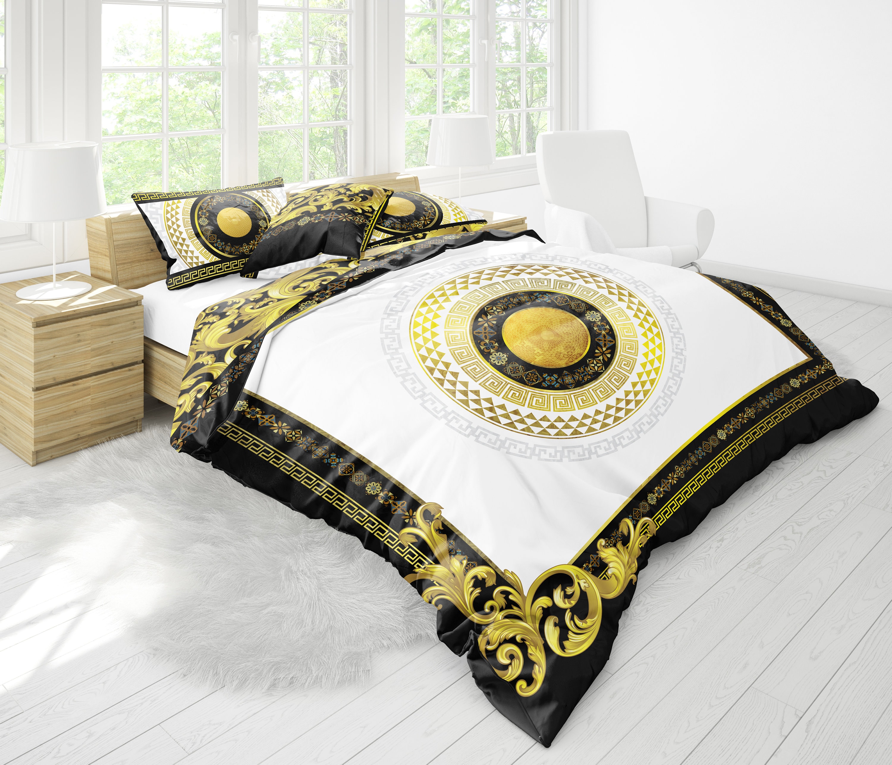 Louis Vuitton Big Logo In Black Monogram Background Comforter Bedding Set -  Mugteeco