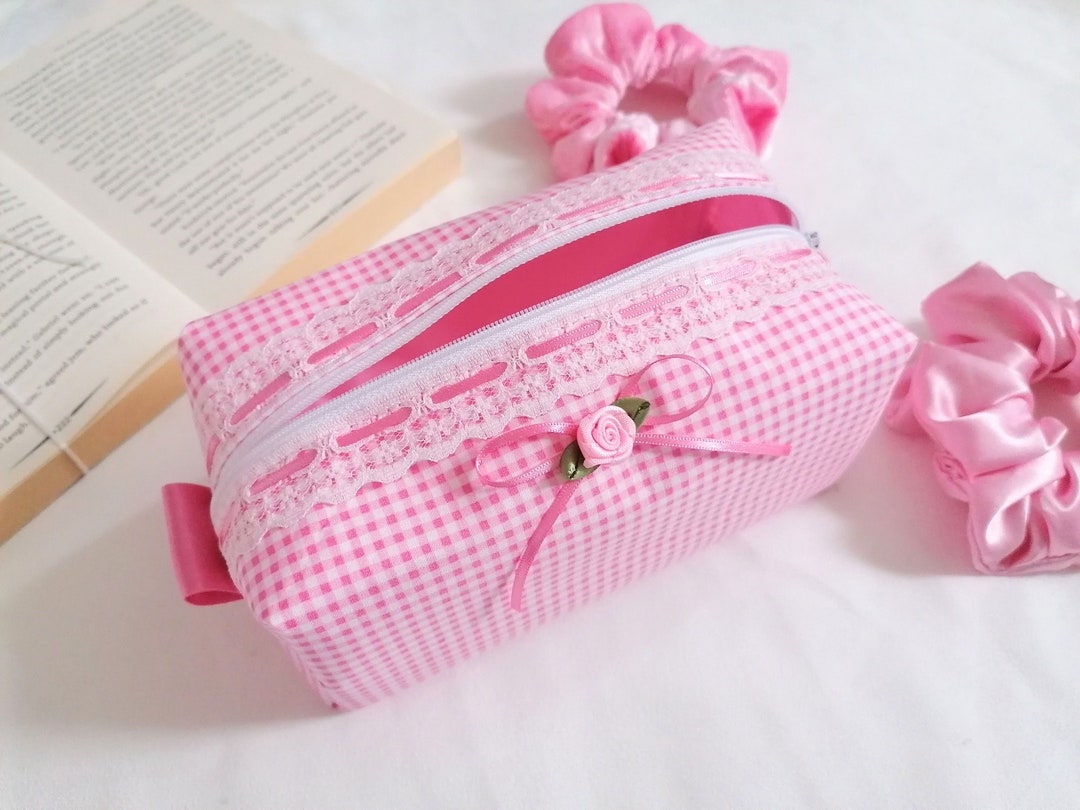 Pink Gingham Makeup Bag Handmade Cosmetic Bag Check Bag Uk Etsy UK