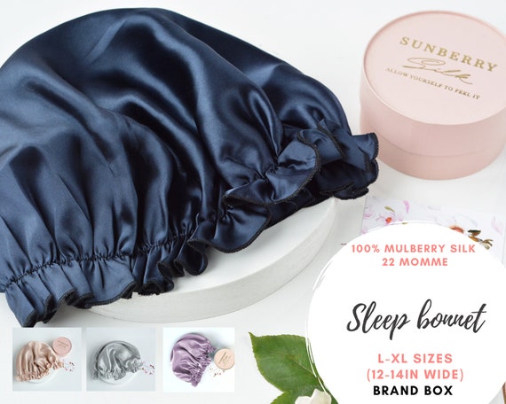 SILK Bonnet Night Cap Sleep Bonnet PURE MULBERRY 22 Momme  display picture 2