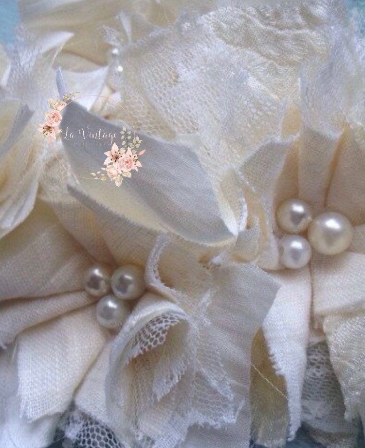 Set Of 5 Ivory Wholesale Wedding Lace & Pearls Flowers Floral Etsy
