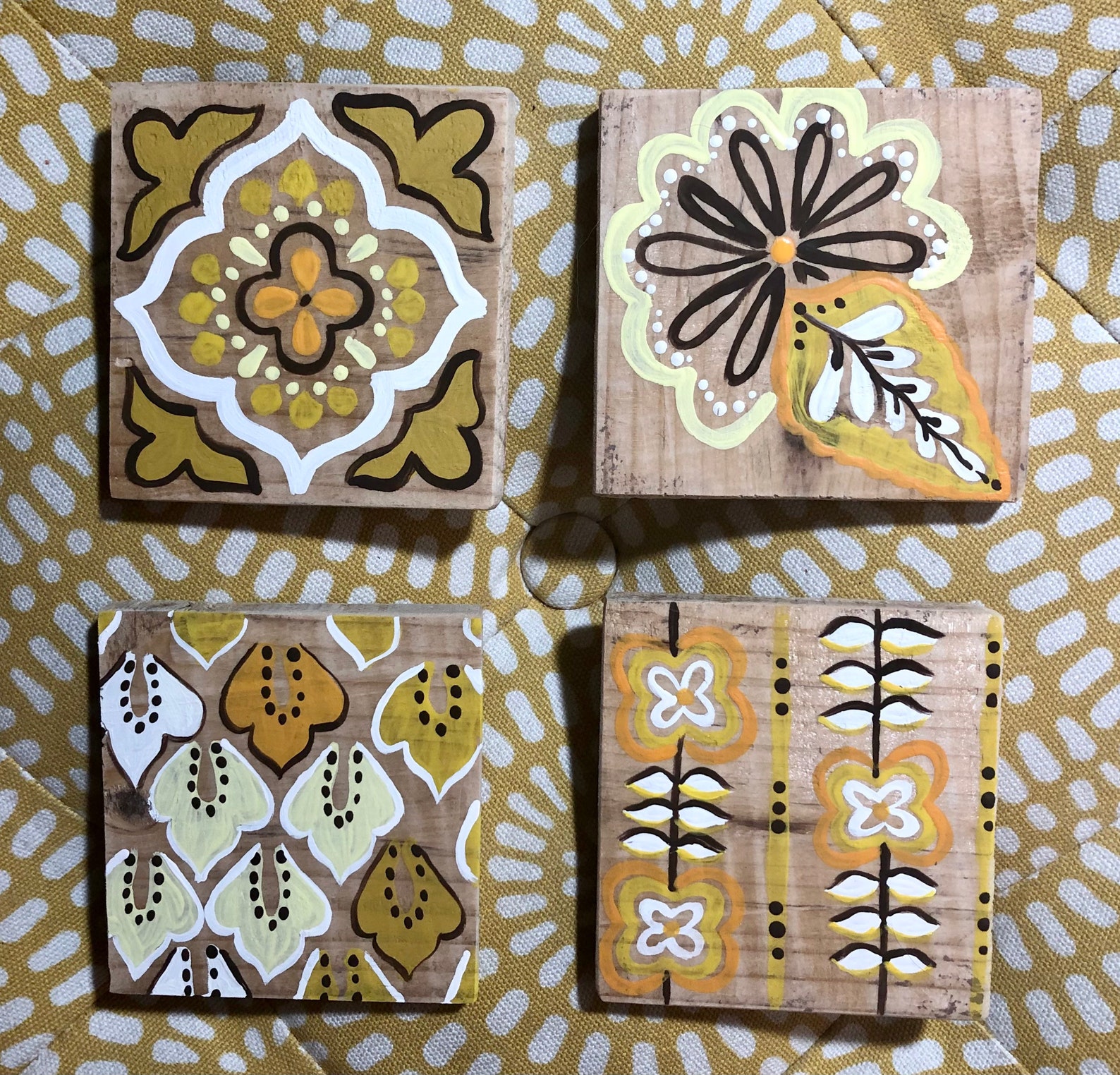 Coasters, Hand Painted Coasters, Handmade Wood Coasters, Unique