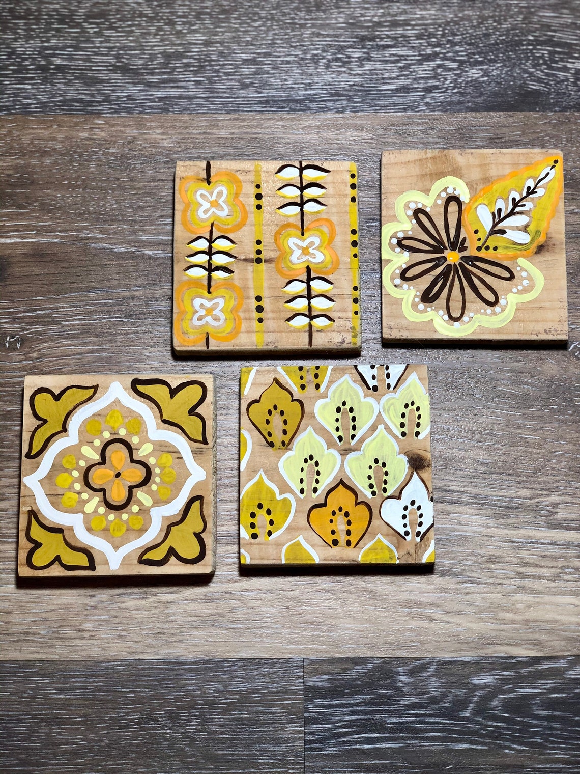 Coasters, Hand Painted Coasters, Handmade Wood Coasters, Unique