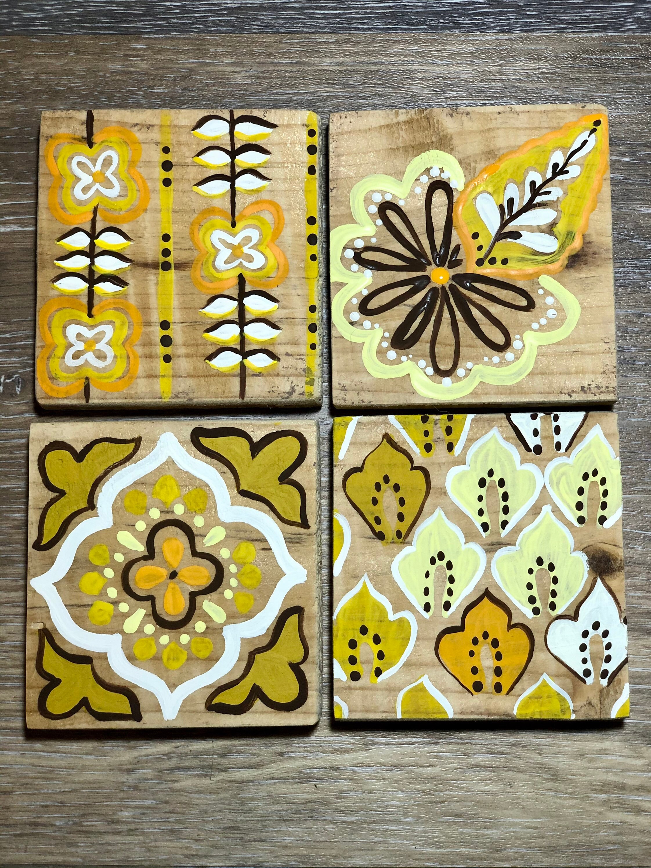 Coasters, Hand Painted Coasters, Handmade Wood Coasters, Unique