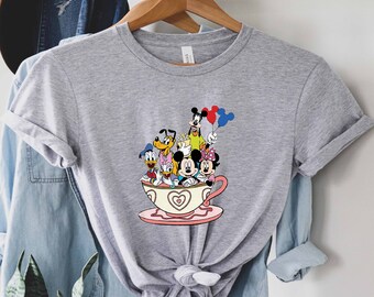 Disney Tea Cup Shirt, Mickey And Friends Shirt, Disney Friends Shirt, Walt Disney Shirt, Disney Characters Shirt, Disney Balloon Shirt