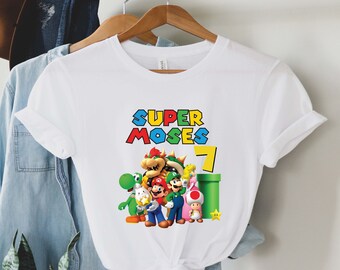 Super Mario Birthday Shirt, Super Mario Family Personalized Shirt, Super Mario Gaming Birthday Shirt, Mario and Luigi birthday shirt