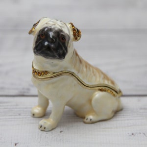 Ukrainian Faberge Style Dog Figurine 2.55&quot; or 6.5 cm, Hand Crafted With Enamel & Swarovski Crystals, Gift For Her, Home Decor