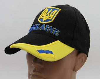 Hergestellt in der Ukraine, ukrainische Mütze, ukrainische Symbolik, ukrainische Flagge & Dreizack, 3D-Stickerei, Baumwollmütze, Unisex