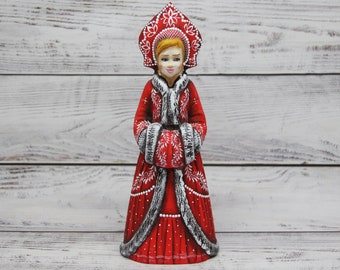 Russian Snow maiden Handmade souvenir Porcelain art doll Snegurochka