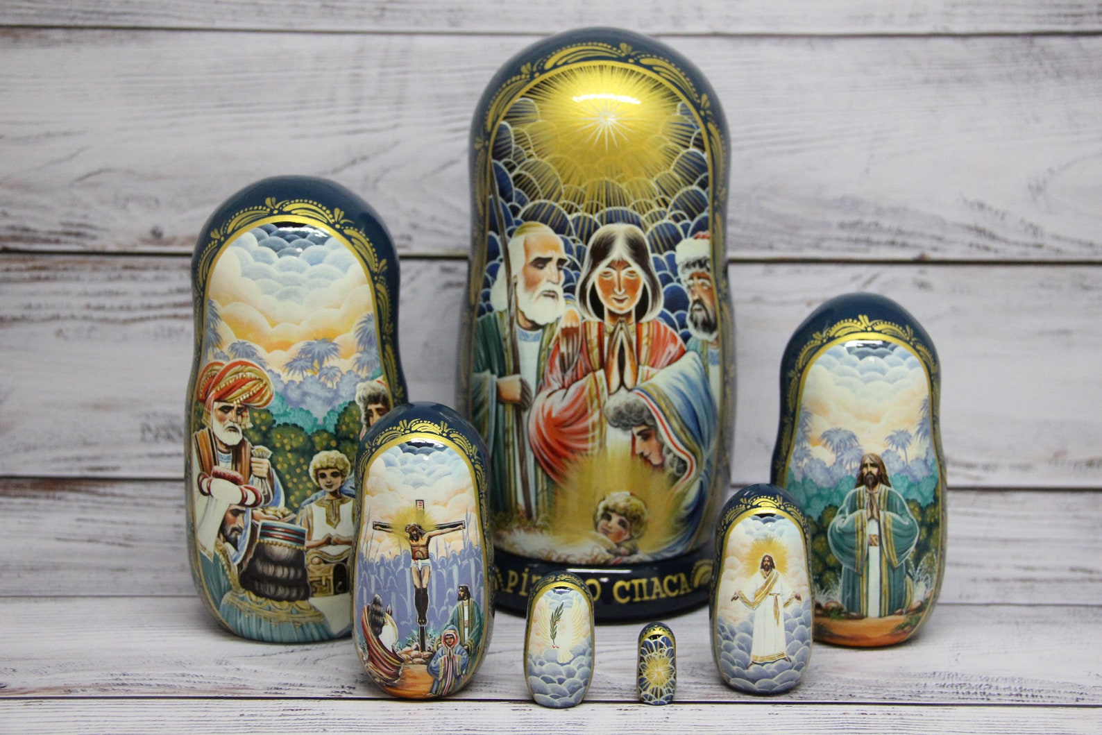Nativity Russian Nesting Doll 5 pieces 8.26'' or 21 cm Etsy