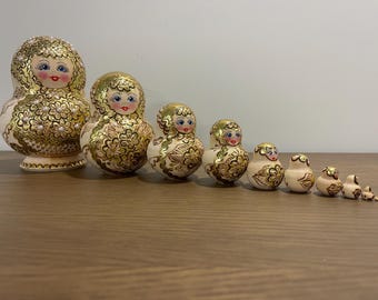 Handbemalte Matrjoschka-Puppe aus der Ukraine, 10-teilig, 16 cm groß, Holzspielzeug, Dekoration für Zuhause, Kindergeschenk, Kinderzimmerdekoration