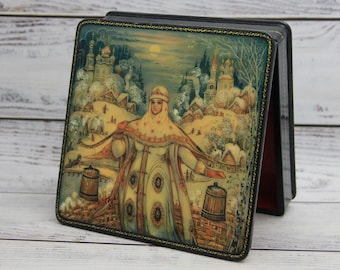 Made in Ukraine Big Size Ukrainian Lacquer Box, Palekh Art Painting School, Fairy Tale, Hand Painted, Jewelry Box, Home Decor, Gift Box