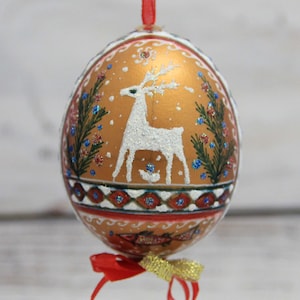 Hand Painted Chicken Christmas Egg Ukrainian Pysanka Petrykivka Pysanky Landscape Folk Christmas Gift Christmas Ornaments Home Decor