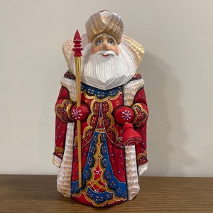 Huge Size Ukrainian Carved Santa 11.41" Father Frost Wooden Santa Hand Carved Hand Painted Christmas Gift Home Decor Christmas Gift