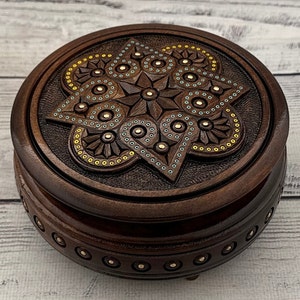 MADE IN UKRAINE Hand Carved Ukrainian Wooden Jewelry Box Handmade Hand Crafted Walnut Wood Jewelry Box Ecological Wood Jewelry Box Wedding