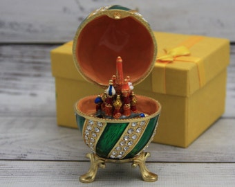 Ukrainian Faberge Style Easter Egg 3.93" or 10 cm, Hand Crafted With Enamel & Swarovski Crystals, Easter Egg, Gift For Her, Home Decor