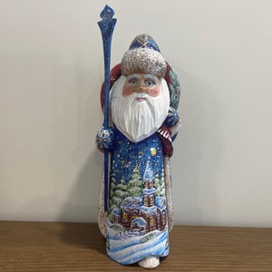 MADE IN UKRAINE Wooden Hand Carved Santa 10.63", Father Frost, Ukrainian Santa Hand Painted, Christmas Gift Home Decor Christmas Gift