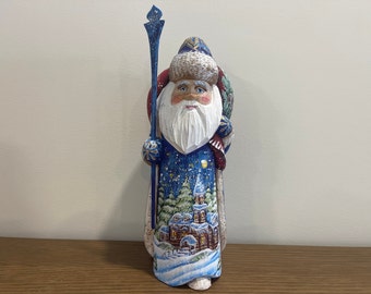 MADE IN UKRAINE Wooden Hand Carved Santa 10.63", Father Frost, Ukrainian Santa Hand Painted, Christmas Gift Home Decor Christmas Gift