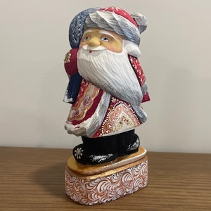 MADE IN UKRAINE Ukrainian Carved Santa 7.88", Father Frost, Wooden Santa Hand Carved Hand Painted Christmas Gift, Home Decor Christmas Gift