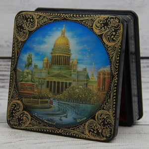 MADE IN UKRAINE Ukrainian Lacquer Box, Ukrainian Art Painting School, Old city, Handmade, Jewelry Box, Home decor, Gift Box