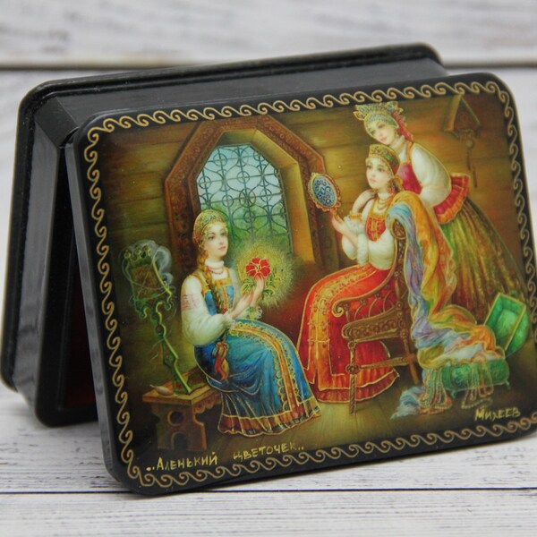 MADE IN UKRAINE Ukrainian Lacquer Box, Fedoskino Art Painting School, Fairy Tale, Hand Painted, Jewelry Box, Home Decor, Gift Box