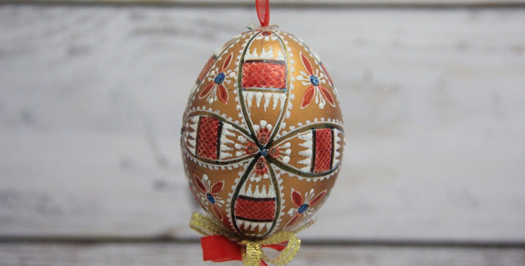 MADE IN UKRAINE Hand Painted Chicken Egg Ukrainian Pysanka Petrykivka ...