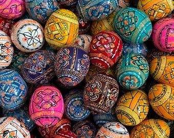 MADE in UKRAINE Hand Painted Wooden Easter Egg Ukrainian Pysanka Petrykivka Pysanky Different Eggs Floral Folk Gift
