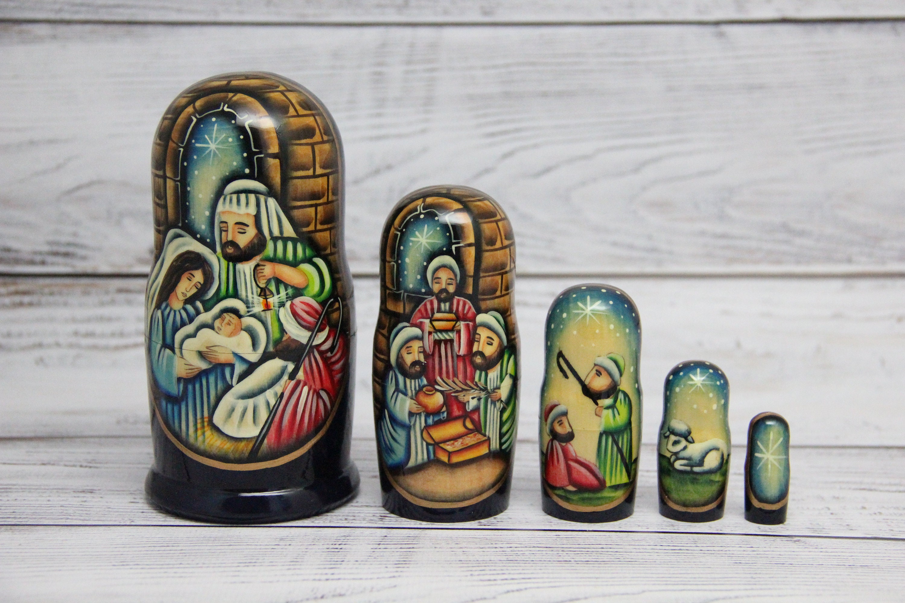 Nativity Russian Nesting Doll 5 pieces 5.11'' or 13 cm Etsy