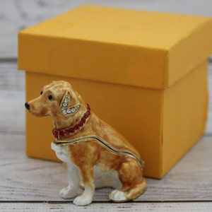 Ukrainian Faberge Style Dog Figurine 2.36&quot; or 6 cm, Hand Crafted With Enamel & Swarovski Crystals, Gift For Her, Home Decor