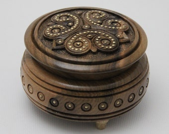 MADE IN UKRAINE Hand Carved Ukrainian Wooden Jewelry Box Handmade Hand Crafted Walnut Wood Jewelry Box Ecological Wood Jewelry Box Wedding