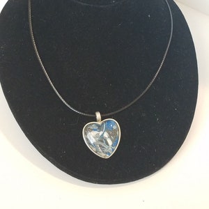 Heart Pendant Necklace | &quot;Lava In Water&quot; Necklace | Gift for her| Blue Heart Necklace | Wearable art necklace