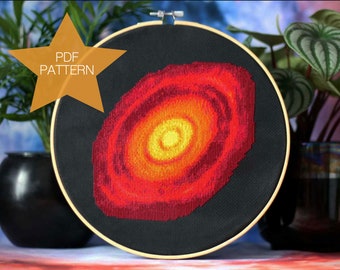 Astronomy Cross Stitch Pattern, HL Tau Protoplanetary Disk, Instant Download PDF