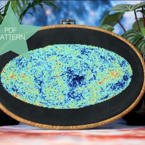 Astronomy Cross Stitch Pattern, Cosmic Microwave Background CMB, Instant Download PDF