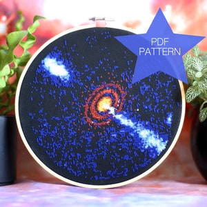 Astronomy Cross Stitch Pattern, HD 163296 Protoplanetary Disk, Instant Download PDF