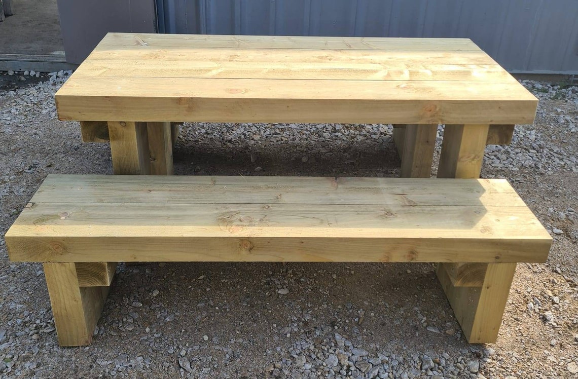 Garden Sleeper Table and Benches Etsy