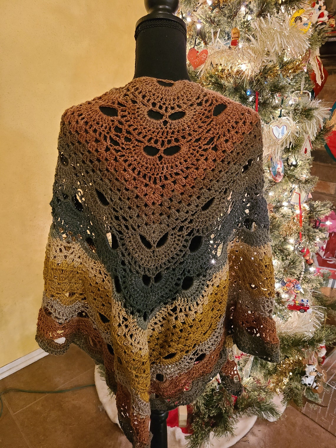 Neutral Granny Meets Virus Shawl Etsy