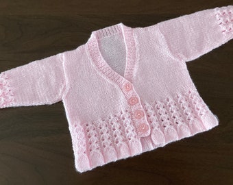 Hand knitted girls cardigan in various colours and sizes