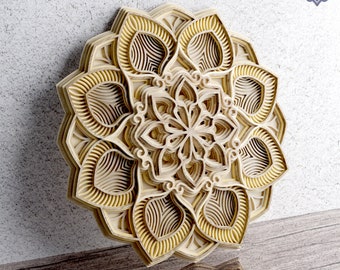 Lotus02 Mandala DXF File/ Laser cut File/ Wood cutting Files/ Wooden CNC Files/ Lasercut Mandala DXF File/ Wood Craft/ Cnc Project/Svg Files