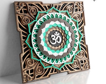 Lotus Om Mandala DXF File/ Laser cut File/ Wood cutting Files/svg / Lasercut Mandala Dxf File/ Wood Crafts/ Cnc Projects/Svg File