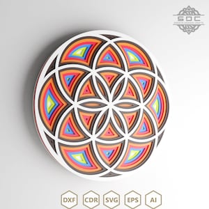 Seed of Life DXF-bestand / Heilig geometrisch patroon / Mandala-ontwerp / Lasersnijdend bestand / Wanddecoratie / Houtambachten / DIY lasersnijden / SVG